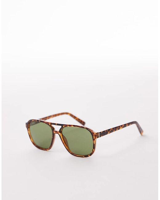 & Other Stories Brown Tortoise Shell Retro Aviator Sunglasses