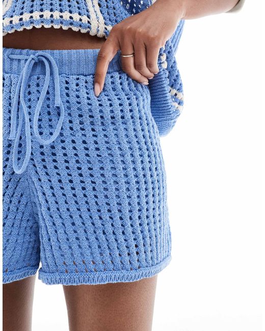 Short d'ensemble en maille crochetée Pull&Bear en coloris Blue