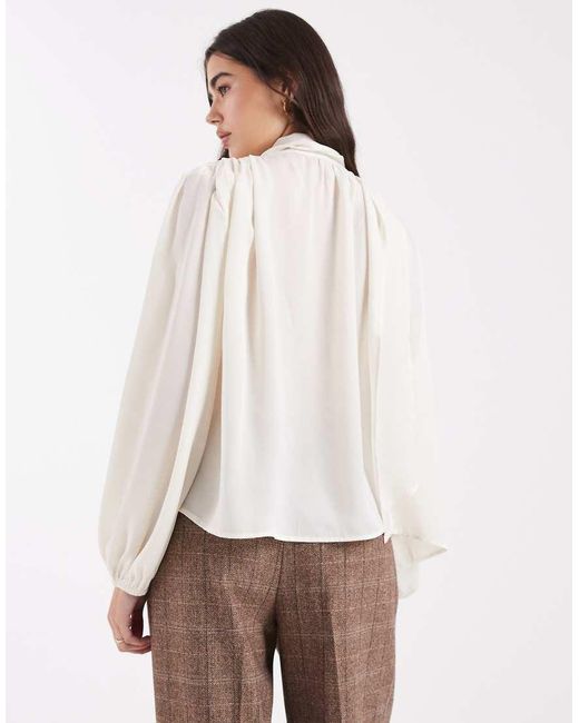 ASOS White Satin Scarf Neck Blouse