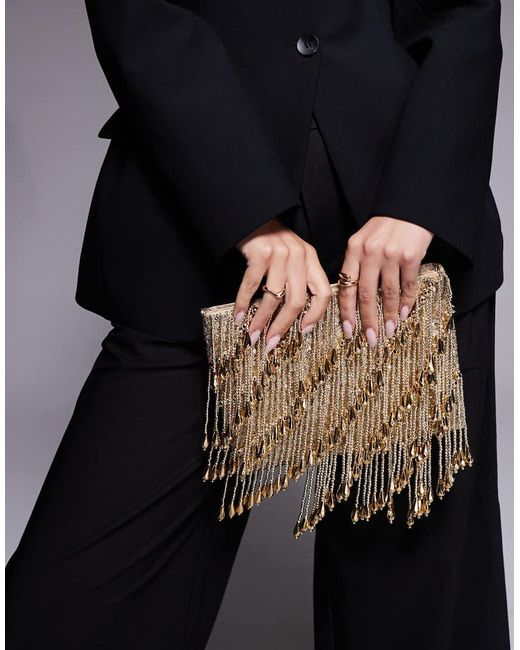 ASOS Black Droplet Zip Top Clutch Bag
