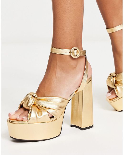 ASOS Natia Knotted Platform Heeled Sandals in Natural | Lyst Canada