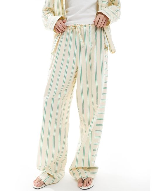 ASOS White Oversized Cotton Poplin Barrel Leg jogger With Contrast Stripe Panel