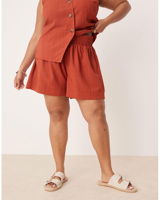 ASOS Red Curve Crinkle Pull On Shorts