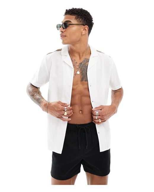 Another Influence Black Beach Shirt With Taping for men