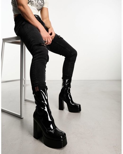 Koi - bottines à talon et plateforme - verni Koi Footwear pour homme en coloris Black
