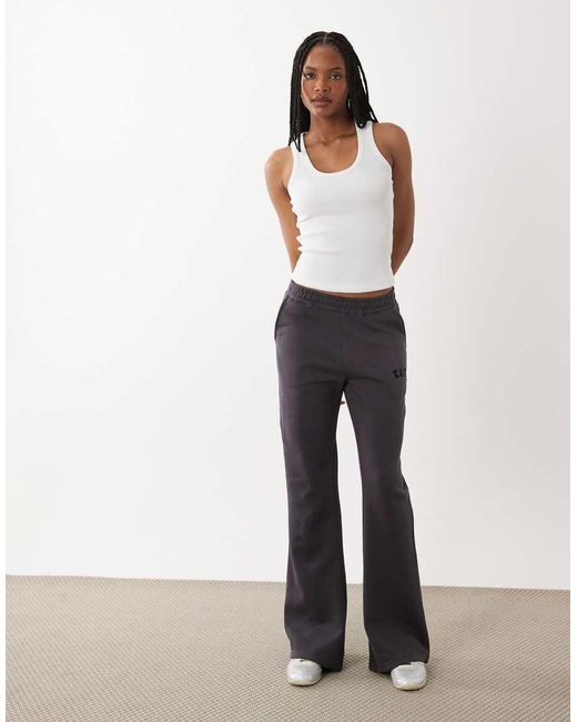 Kaiia Purple Tall Cotton Blend Embroidered Logo Wide Leg Joggers