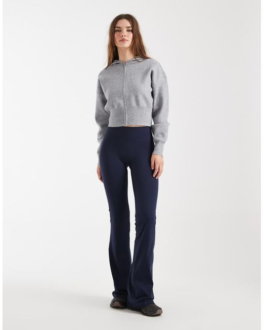 Cotton On Gray Cropped Knit Zip Up Hoodie