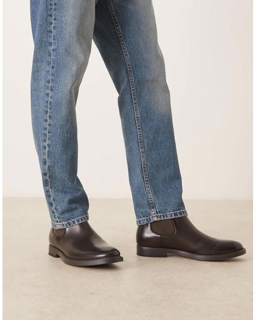 Mango Blue Leather Chelsea Boot for men