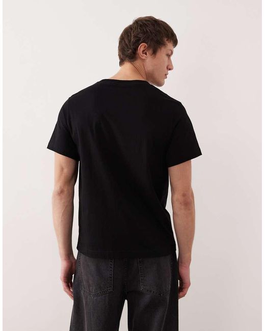 Weekday Black Classic Boxy Oversized Heavyweight Jersey T-shirt for men