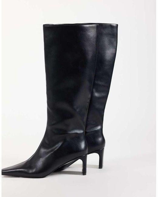 ASOS Black Cedrick Chisel Toe Heeled Knee Boots