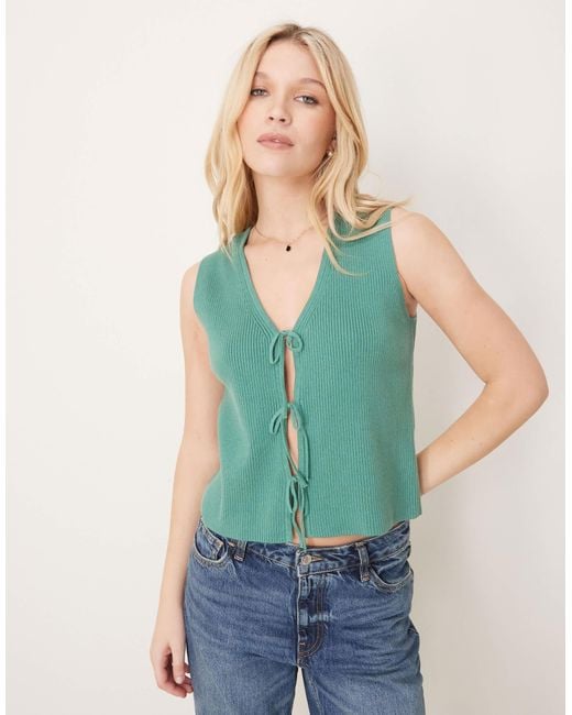Pull sans manches à col v et liens devant Abercrombie & Fitch en coloris Blue