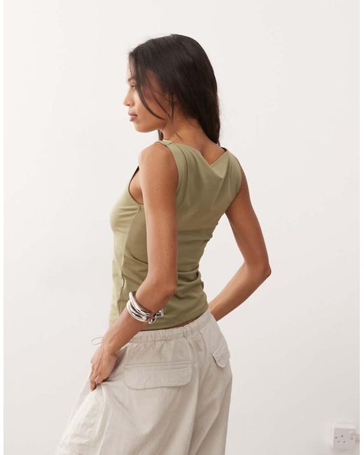 Weekday Green Annie Boat Neck Tank Top