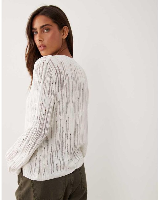 ASOS Natural Long Sleeve Knit Sweater