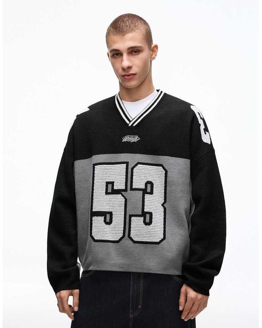 Bershka Black Sport Print Jumper for men
