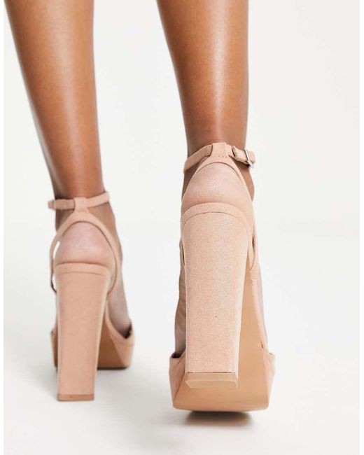 ASOS Natural Noun Platform Barely There Block Heeled Sandals