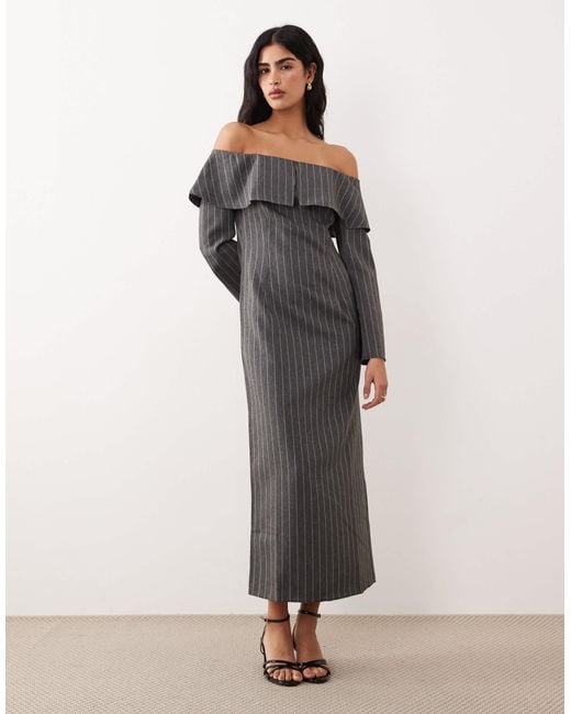 grey midi dress asos ASOS Design Bengaline Halter Pencil Midi Dress in deep taupe-Brown