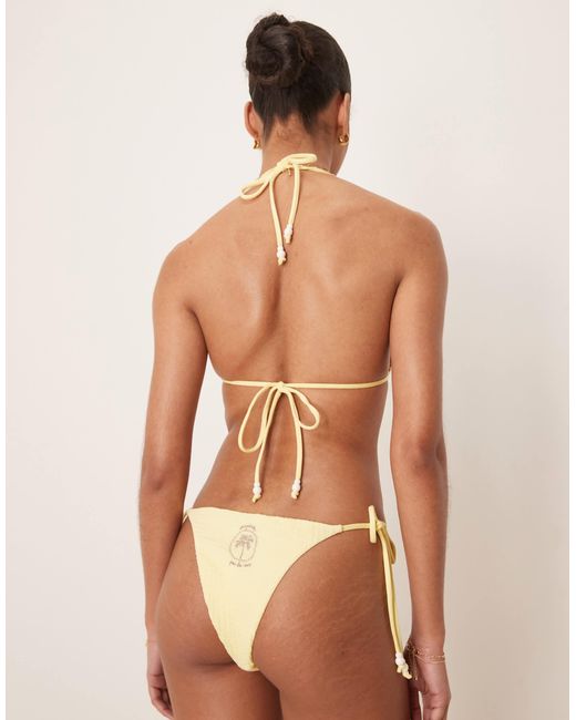Stradivarius Natural Crinkle Tie Side Bikini Bottom