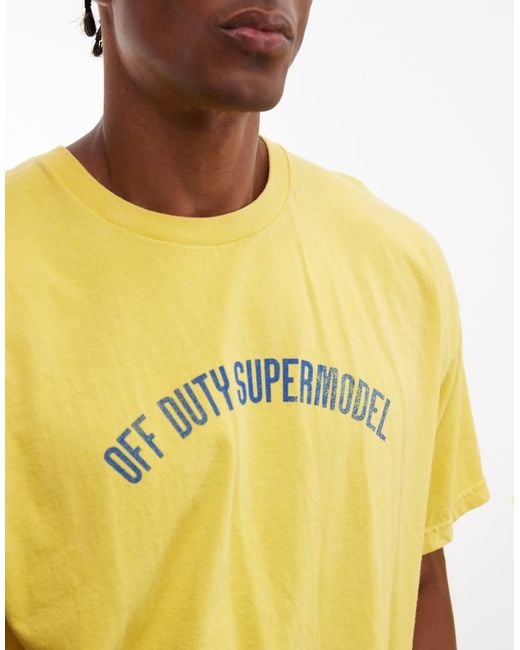 Reclaimed Vintage Yellow Unisex Supermodel Slogan T-shirt