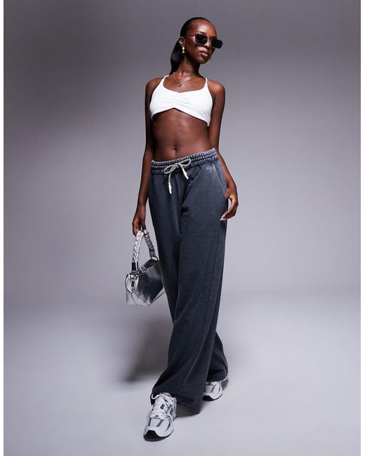 River Island Blue Burnout Wide Leg jogger