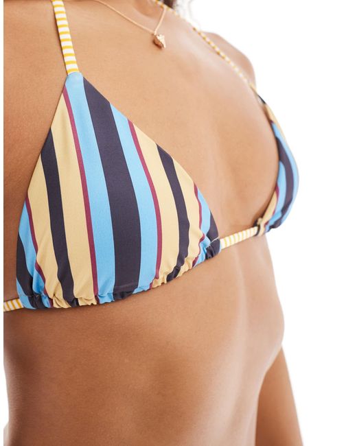 ASOS Multicolor – triangel-bikinioberteil mit pads und leuchtend em streifenmuster, kombiteil