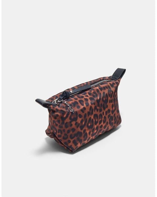 Stradivarius Brown Leopard Print Wash Bag