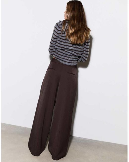Stradivarius Brown Smart Trousers With Darts