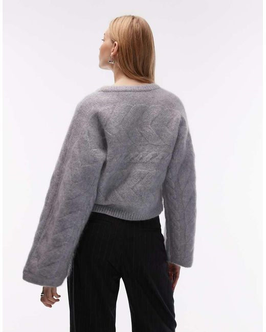 & Other Stories Gray Wool Blend Cable Knit Jumper