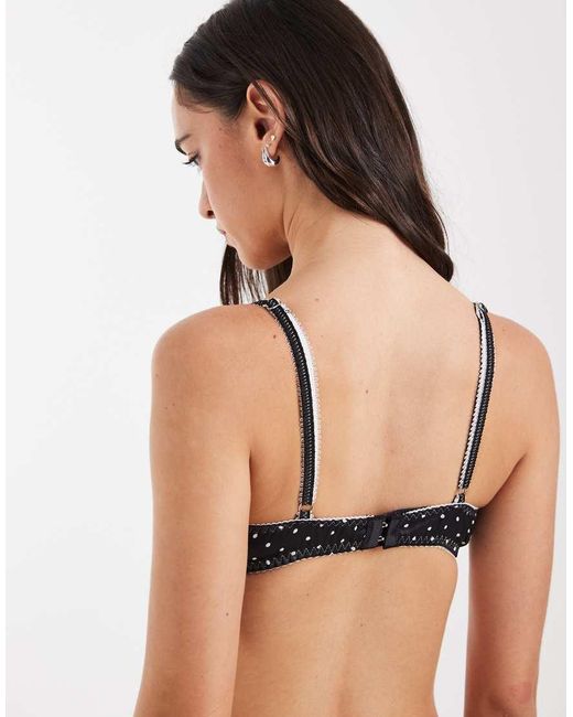 KAT THE LABEL Black Norma Underwired Polka Dota Bra