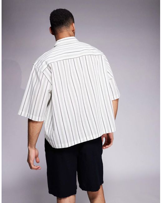 ASOS – kastiges, weiß- gestreiftes oversize-hemd in White für Herren
