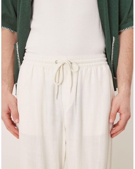 ASOS Natural baggy Fit Pull On Linen Rich Trouser for men