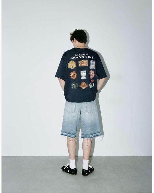 Pull&Bear White One Piece Grand Line T-Shirt for men