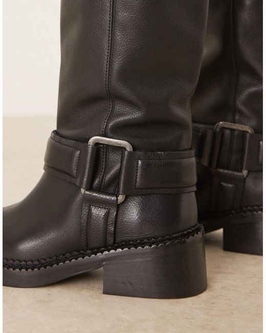 ASOS Natural – calla – hochwertige trucker-stiefel aus getrommeltem leder