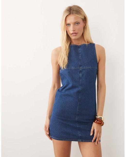 ASOS Blue Open Back Denim Mini Dress