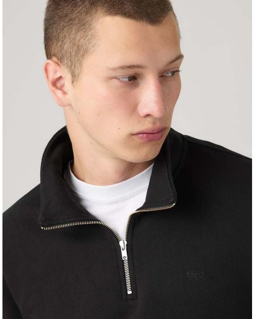 Levi's Black Original Housemark Quarter-Zip Pullover for men