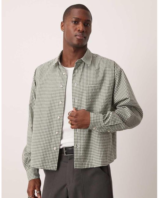 Camicia Oversize Corta A Quadri di ASOS in Gray da Uomo