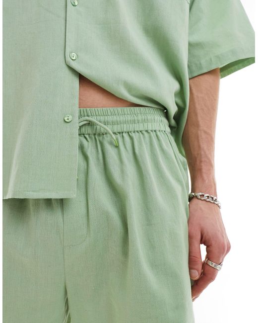 Collusion – strand-shorts aus leinen in Green für Herren