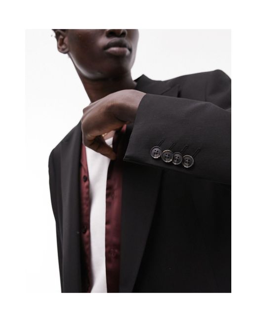 Topman Black Slim Warm Handle Wrap Suit Jacket for men