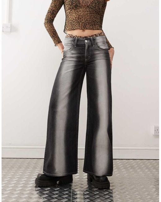 Cheap Monday Multicolor Poser Mid Rise Wide Leg Skater Jeans With Extreme Spray
