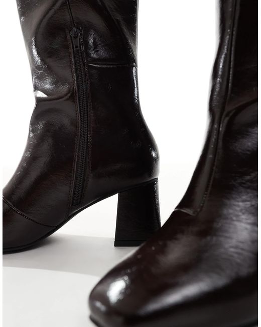 London Rebel Multicolor Nova Block Heeled Knee Boots
