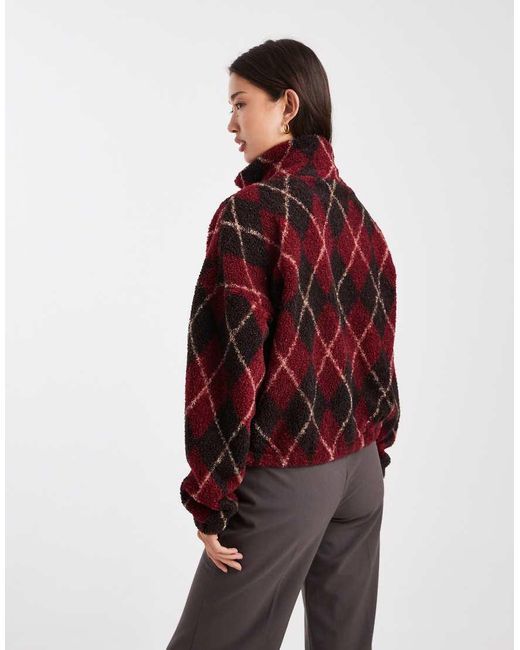 ONLY Red Zip Through Teddy Fleece
