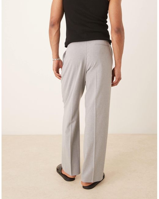 Pantalon d'ensemble ample habillé aspect lin à double pince ASOS pour homme en coloris Natural