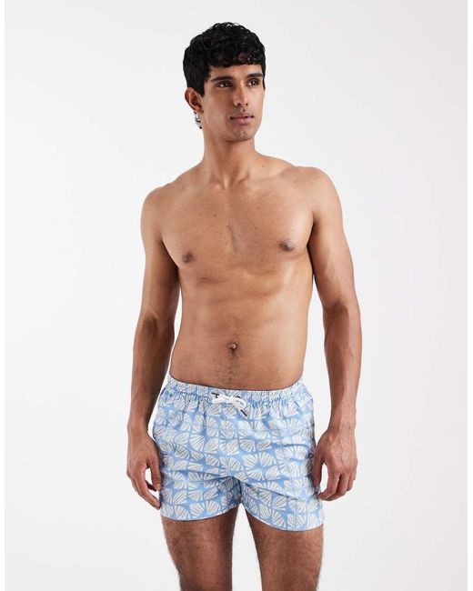 Aray Blue Geometric Print Swim Shorts for men