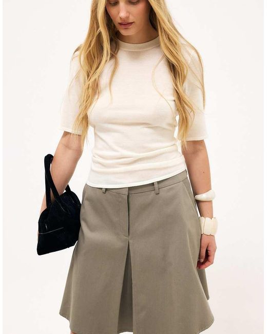 NA-KD Natural Low Waist Knee Length Skirt