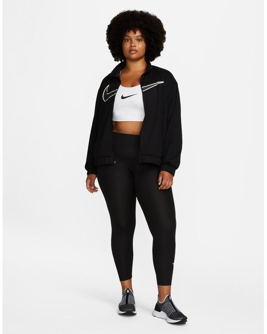 Nike Black Swoosh Run Plus Dri-fit Zip Through Fleece Jacket