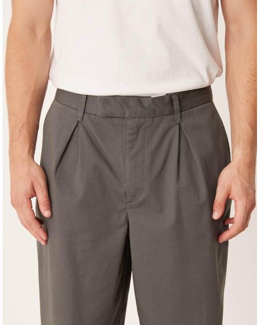ASOS Gray Oversized Tapered Fit Chino Trousers for men