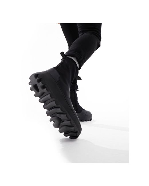 ASOS – sock-boot-stiefel aus em neopren mit dicker sohle und reißverschluss in Black für Herren