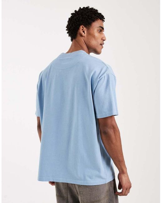 Brave Soul Blue Oversized 240Gsm Acid Wash T-Shirt for men