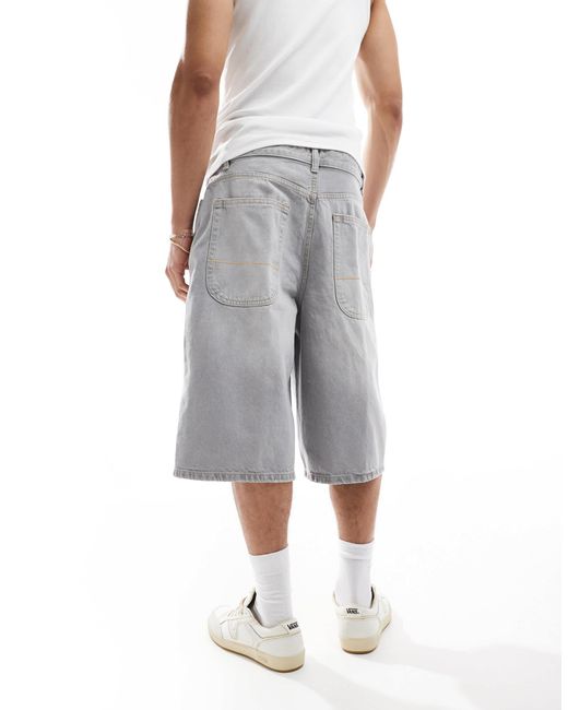 Bershka – skater-fit-jeans-shorts in Gray für Herren