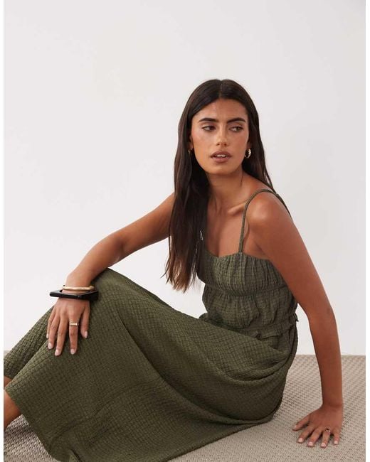 ASOS Green Textured Midi Sundress