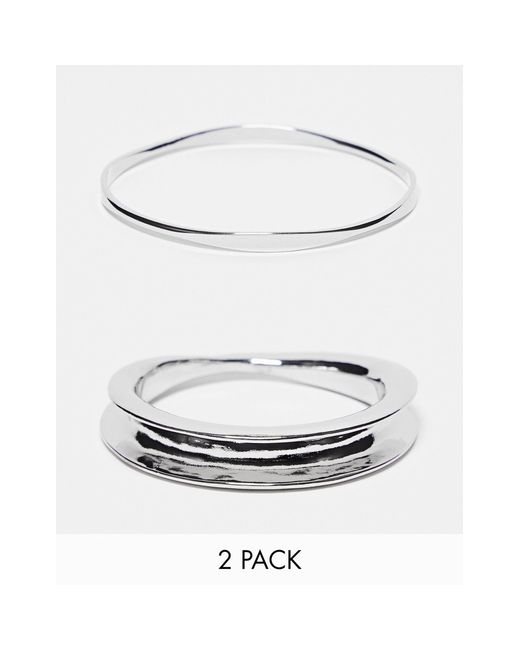ASOS Gray Pack Of 2 Bangle Bracelets With Slim Curved Design